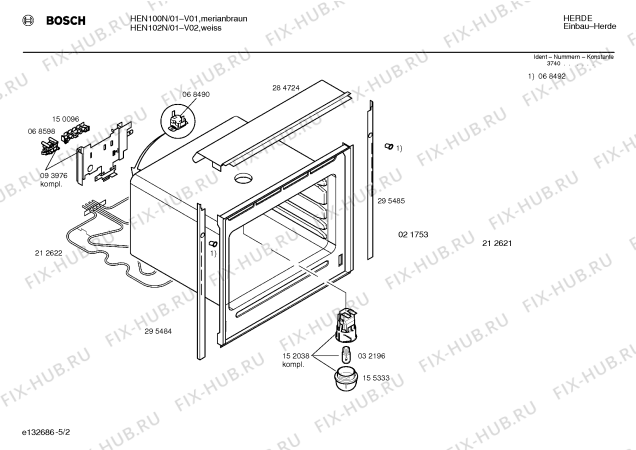Схема №3 HEN100N с изображением Панель управления для духового шкафа Bosch 00351270