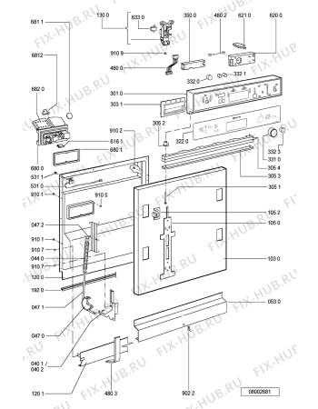 Схема №1 GSIK 6453 WS с изображением Панель для посудомоечной машины Whirlpool 481245371562