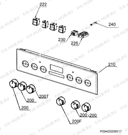 Взрыв-схема плиты (духовки) Aeg Electrolux 47745IQ-WN - Схема узла Command panel 037