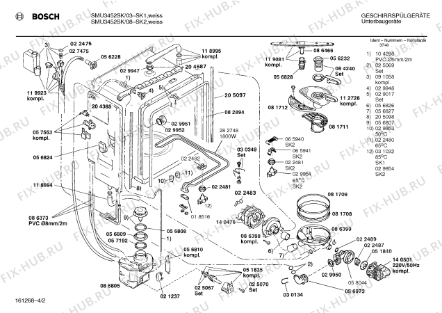 Взрыв-схема посудомоечной машины Bosch SMU3452SK - Схема узла 02