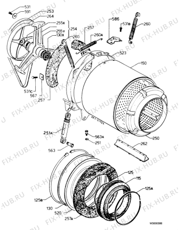 Взрыв-схема стиральной машины Electrolux EW1001F - Схема узла Drum