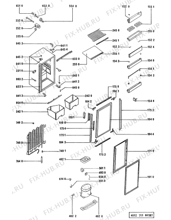 Схема №1 ARG 934/1 с изображением Часть корпуса для холодильника Whirlpool 481946088712