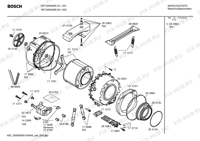 Схема №3 WFO2062ME Maxx WFO 2062 с изображением Инструкция по эксплуатации для стиралки Bosch 00592668