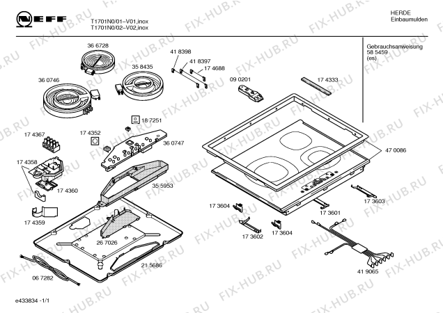 Схема №1 T1701N0 с изображением Инструкция по эксплуатации для электропечи Bosch 00585459