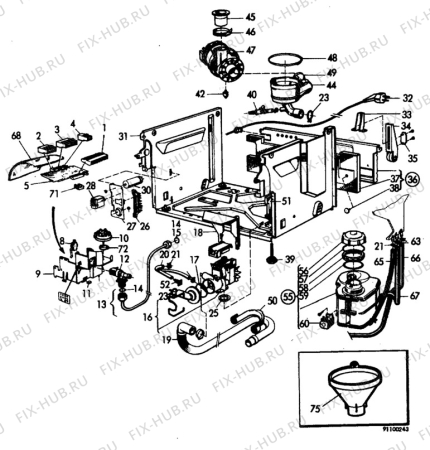 Взрыв-схема посудомоечной машины Electrolux BW305 - Схема узла W10 Water details  E