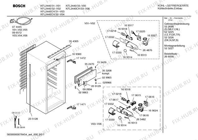 Схема №1 KFL2440CH с изображением Дверь для холодильной камеры Bosch 00235125