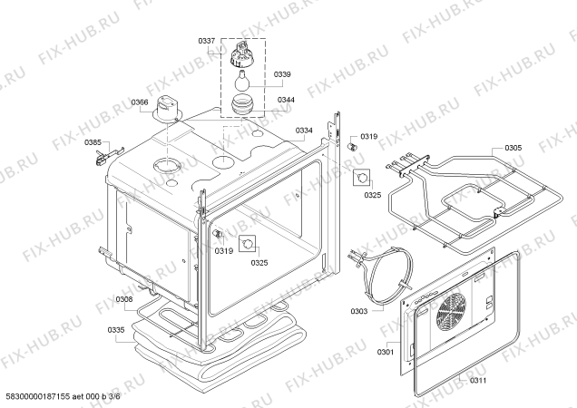 Взрыв-схема плиты (духовки) Bosch HBA23B260Y - Схема узла 03