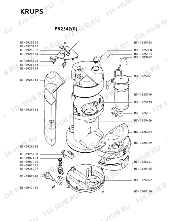 Взрыв-схема кофеварки (кофемашины) Krups F92242(0) - Схема узла QP001881.8P3