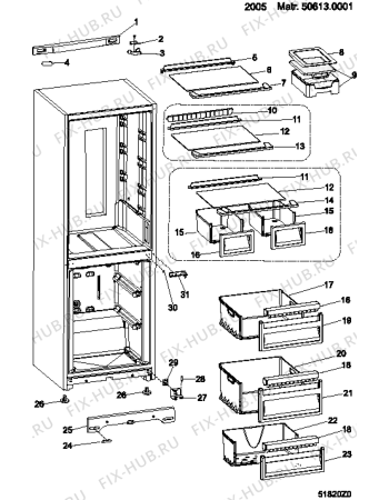 Взрыв-схема холодильника Ariston MBP1812F (F039670) - Схема узла