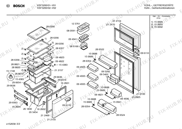 Взрыв-схема холодильника Bosch KSF3200 - Схема узла 02
