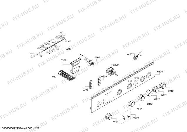 Взрыв-схема плиты (духовки) Bosch HSV64D020T - Схема узла 02