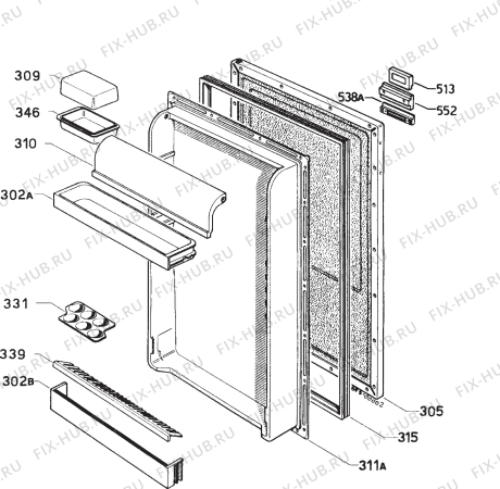 Взрыв-схема холодильника Alno AKU3115IW - Схема узла Door 003