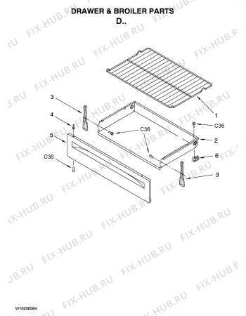 Схема №4 RF114PXSQ с изображением Заглушка для плиты (духовки) Whirlpool 482000011643