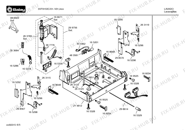 Взрыв-схема посудомоечной машины Balay 3VF915XC VF915 - Схема узла 05