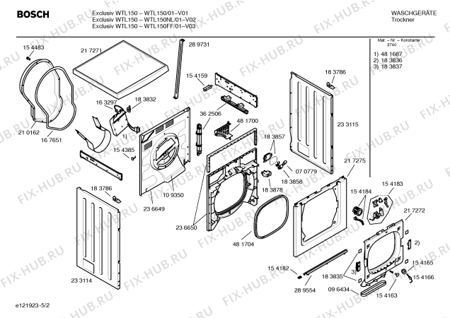 Схема №2 WTL150NL EXCLUSIV WTL150 elektronic с изображением Панель управления для сушильной машины Bosch 00362839
