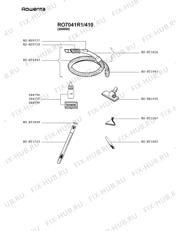 Взрыв-схема пылесоса Rowenta RO7041R1/410 - Схема узла OP002547.6P2