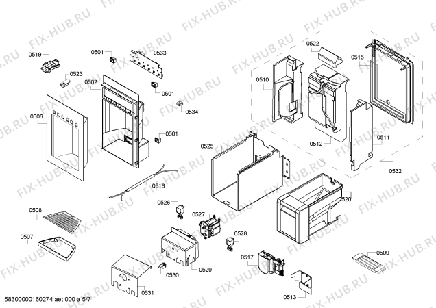 Схема №4 T24ID800LP с изображением Вставная полка для холодильной камеры Bosch 00687191