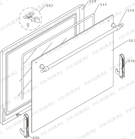 Схема №1 GI52339RBR (326655, P51A3-14VT) с изображением Дверь (стекло) духовки для электропечи Gorenje 364648