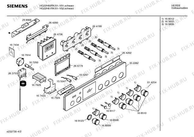 Схема №2 HG22H51RK с изображением Ручка переключателя для электропечи Siemens 00168509