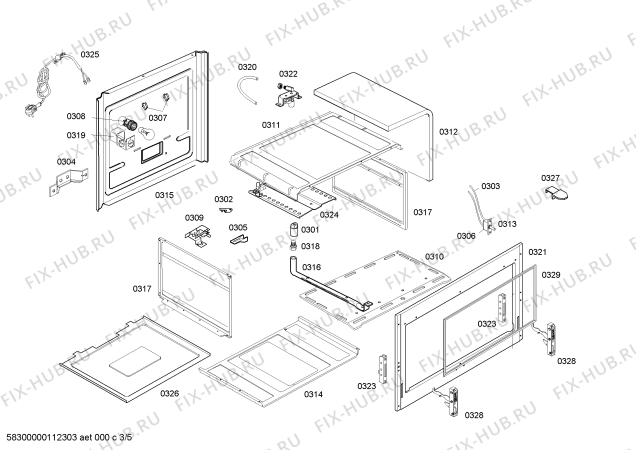 Взрыв-схема плиты (духовки) Continental FSK47U32E9 FOGAO CP370 ALUM - Схема узла 03