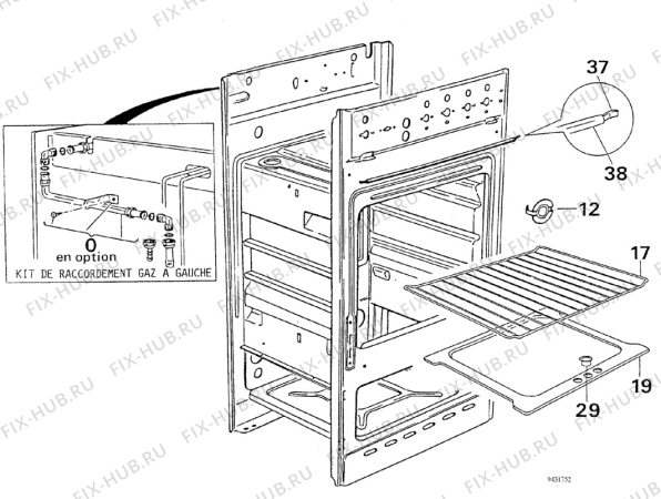 Взрыв-схема плиты (духовки) Zanussi ZC4400W - Схема узла Structure