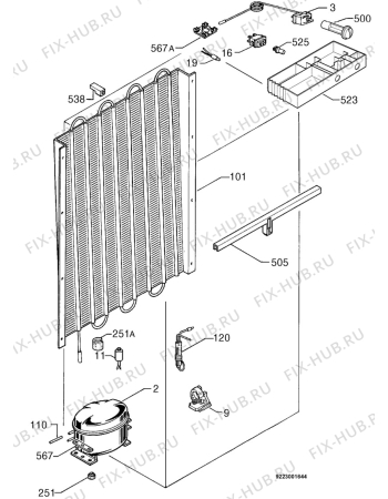 Взрыв-схема холодильника Privileg 002831_7974 - Схема узла Cooling system 017