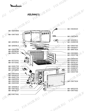 Взрыв-схема плиты (духовки) Moulinex ABJ944(1) - Схема узла 3P002113.5P2