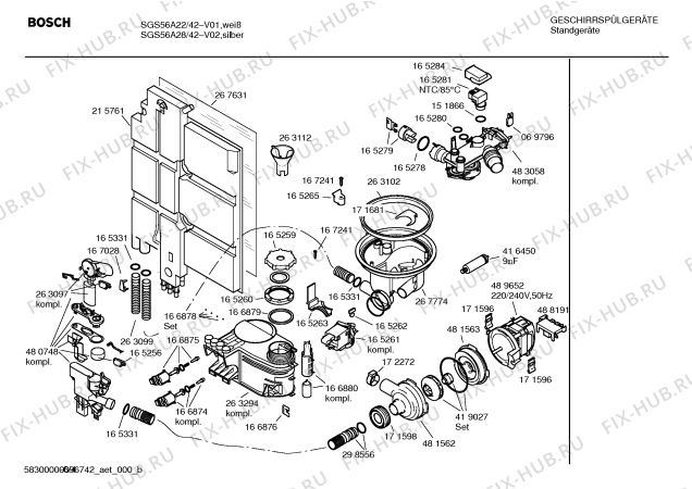 Схема №1 SGU5662SK с изображением Передняя панель для посудомойки Bosch 00362219