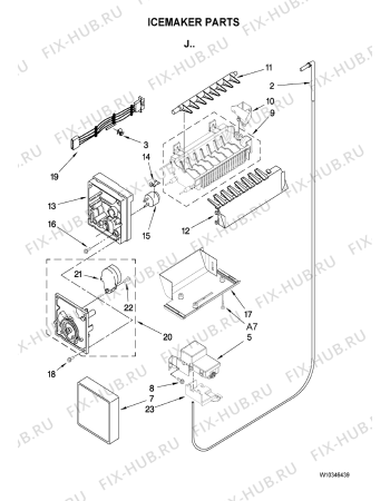 Схема №3 GS6NHAXVQ с изображением Фитинг для холодильника Whirlpool 482000007145
