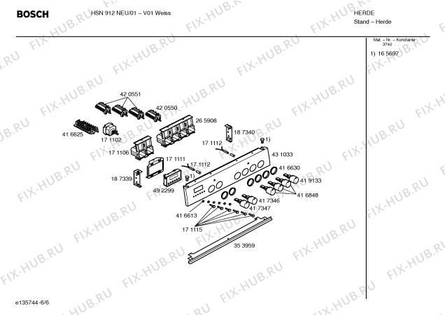 Взрыв-схема плиты (духовки) Bosch HSN912NEU - Схема узла 06