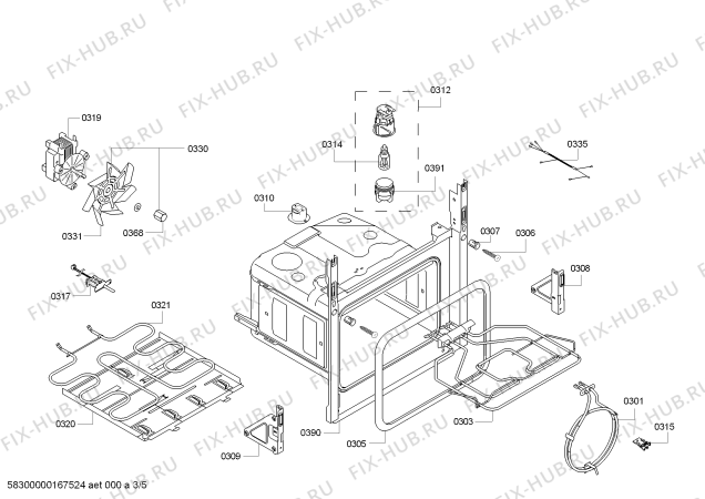 Схема №2 HBB56C552E H.BO.NP.C3D.IN.CARRO.B5/.X.E3_MCT/ с изображением Модуль управления, запрограммированный для электропечи Bosch 00740018