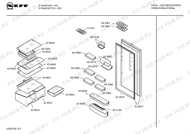 Взрыв-схема холодильника Neff K1644X4 - Схема узла 02