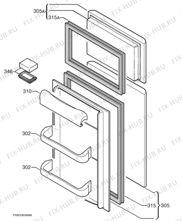 Взрыв-схема холодильника Privileg 9484536/7920 - Схема узла Door 003