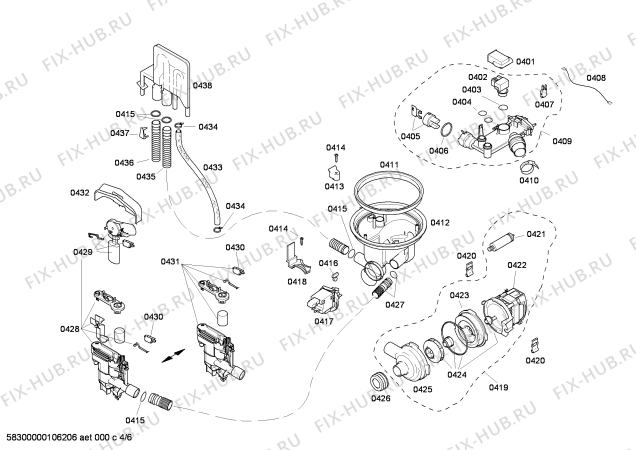 Взрыв-схема посудомоечной машины Bosch SHU43C05UC Bosch - Схема узла 04