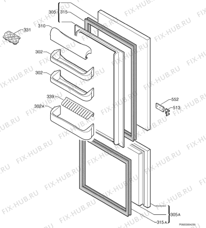 Взрыв-схема холодильника Zanussi ZI2501RV - Схема узла Door 003