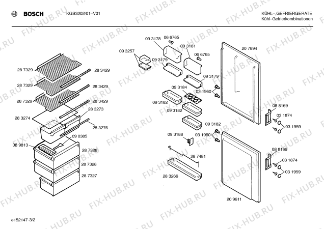 Взрыв-схема холодильника Bosch KGS3202 - Схема узла 02