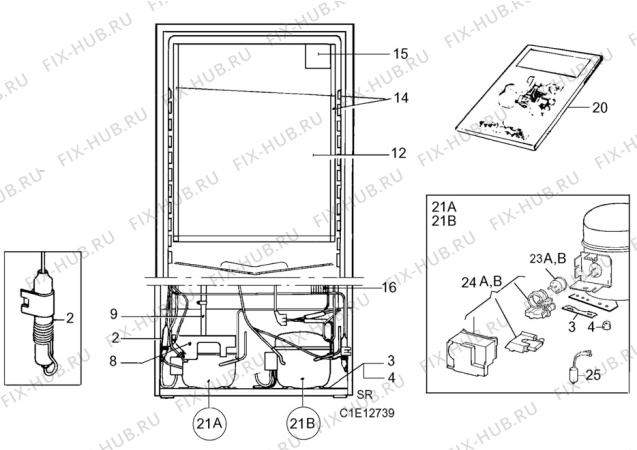 Взрыв-схема холодильника Elektro Helios KF3517 - Схема узла C10 Cold, users manual