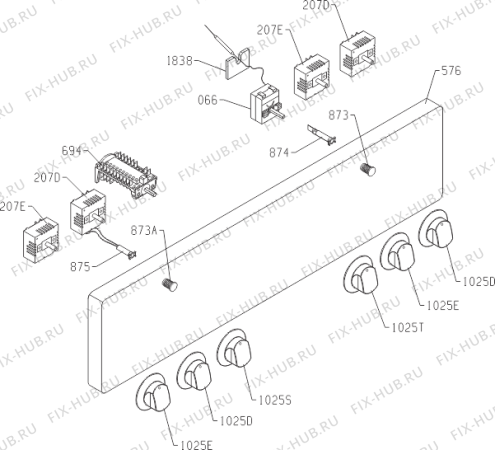 Схема №1 MBC5101FW (248680, EV231-D544M) с изображением Кнопка (ручка регулировки) для плиты (духовки) Gorenje 231648