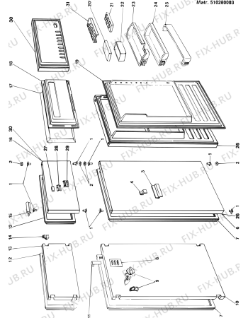 Взрыв-схема холодильника Whirlpool FR235SESMEG (F007673) - Схема узла
