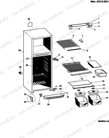 Взрыв-схема холодильника Ariston MT4511VSKEX (F029585) - Схема узла