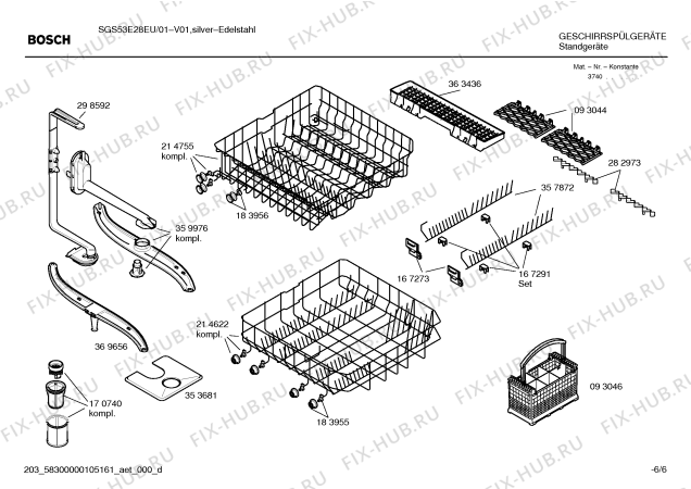 Взрыв-схема посудомоечной машины Bosch SGS53E28EU - Схема узла 06