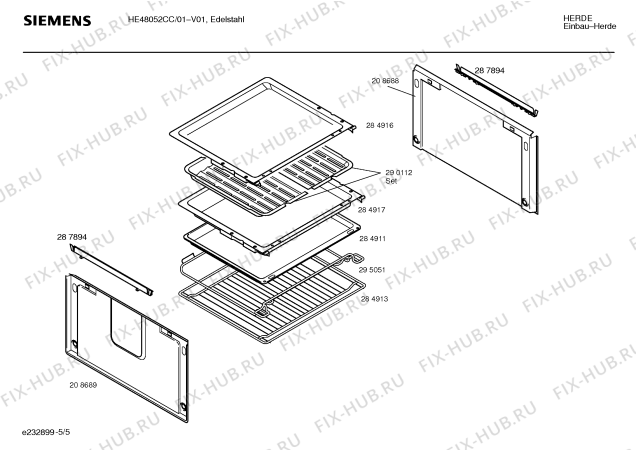 Взрыв-схема плиты (духовки) Siemens HE48052CC - Схема узла 05