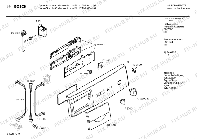 Схема №2 WFL147ANL Aqua Star 1400 electronic с изображением Панель управления для стиральной машины Bosch 00366726