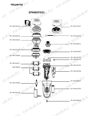 Схема №1 EP9470F0/23 с изображением Часть корпуса для электроэпилятора Rowenta CS-00145203