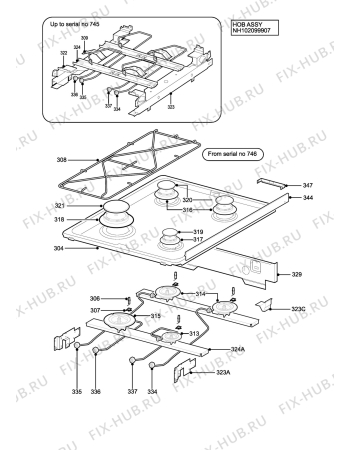 Взрыв-схема плиты (духовки) Parkinson Cowan RENSIDLWN - Схема узла H10 Hob
