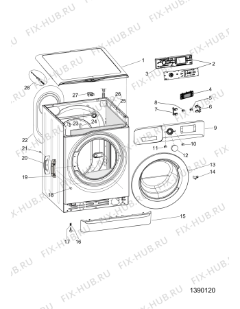 Взрыв-схема стиральной машины Whirlpool WWDH9614W (F156193) - Схема узла