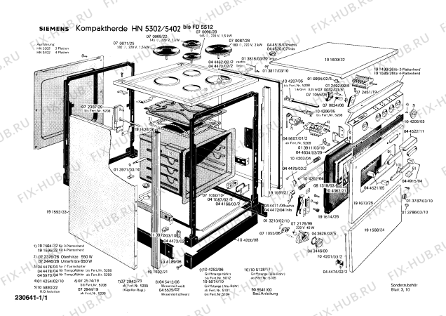 Схема №1 HN5400 с изображением Переключатель для электропечи Siemens 00044478