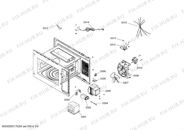Взрыв-схема микроволновой печи Bosch HMT82G654 - Схема узла 03