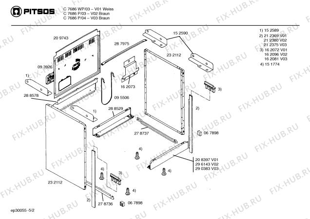 Схема №1 C7626P с изображением Стеклокерамика для плиты (духовки) Bosch 00234310