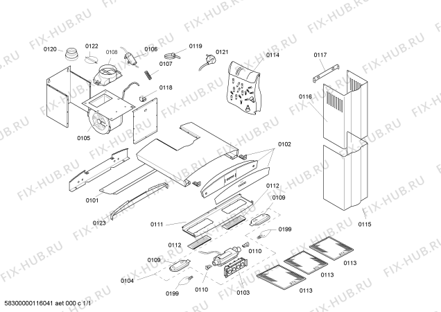 Схема №1 D9910A0 DEE 37 с изображением Вентиляционный канал для вытяжки Bosch 00449263